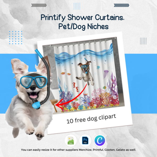 Printify Shower Curtains, Pet/Dog Niches