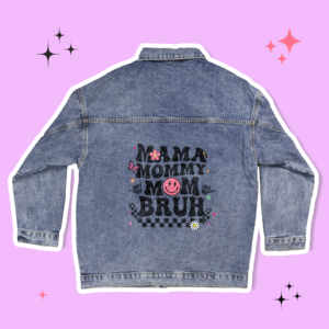 Customizable Oversized Women's DTG Denim Jacket, editable in Photoshop.