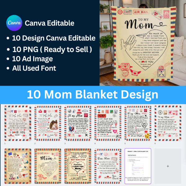 10 Valentine Air Mail Blanket Designs With Canva Editable!