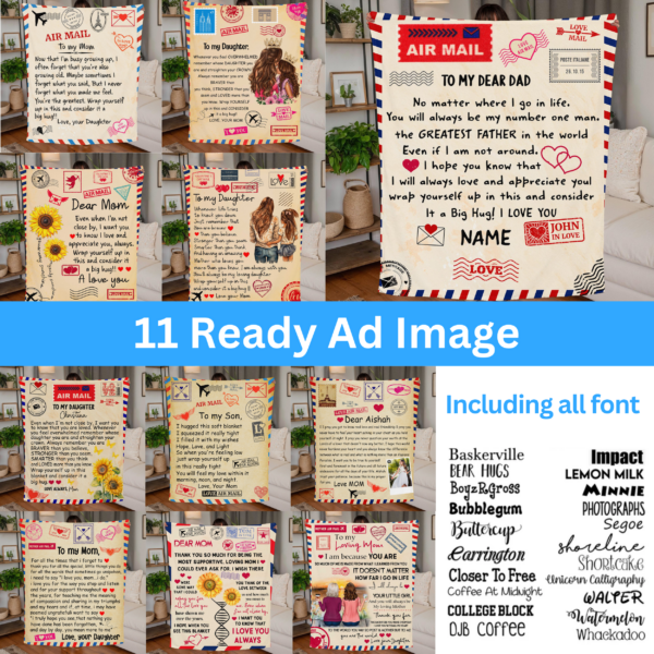 11 Valentine Air Mail Blanket Designs With Canva Editable! - Image 2