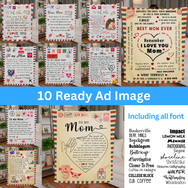 10 Valentine Air Mail Blanket Designs With Canva Editable! - Image 2