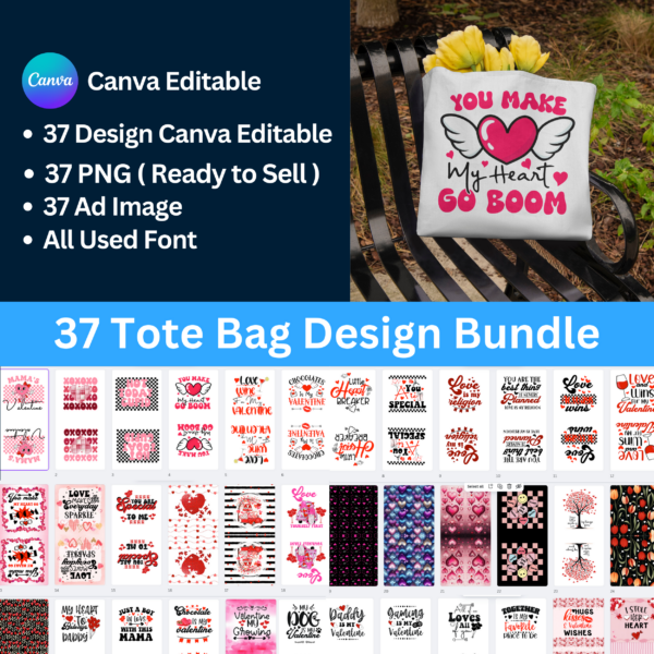 37 Valentine Tote Bag Designs With Canva Editable!