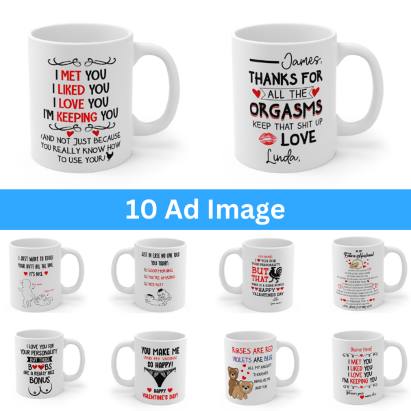 10 Valentine ShineOn Mug Designs Bundle Canva Editable! - Image 3