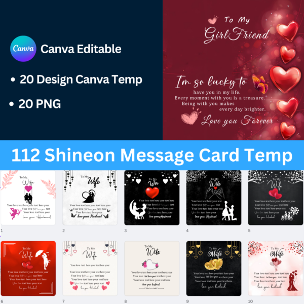 112 ShineOn Valentine Message Card Background Designs Canva Editable!